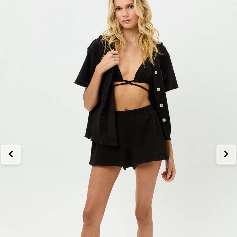 Frankie’s bikinis coco Terry button up shirt and shorts